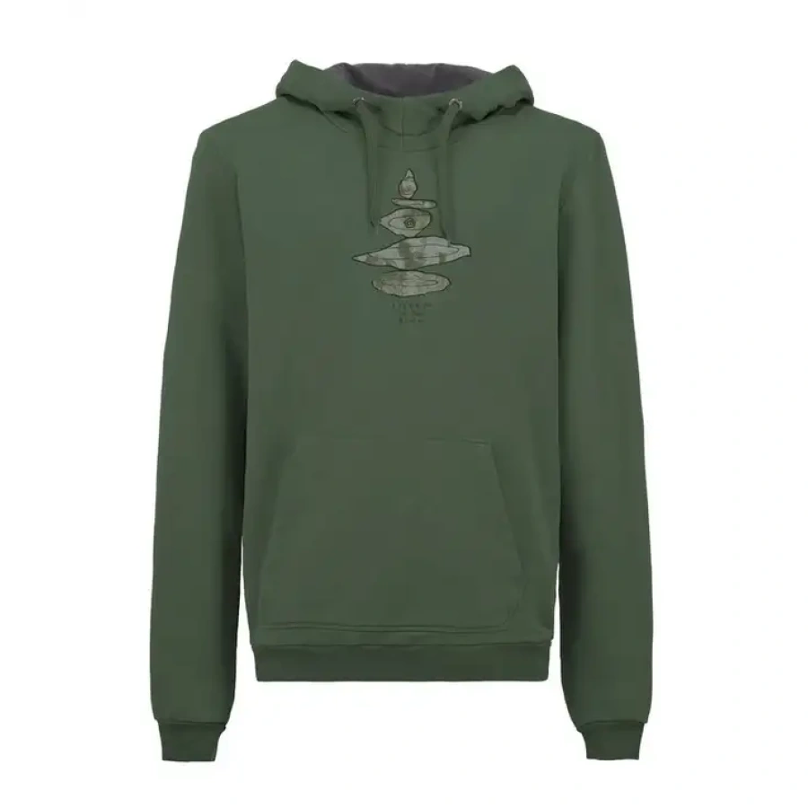 PULOVER E9 HOOD STONE jungle green
