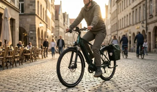 Vožnja z mestnim električnim kolesom po mestu – primerno za subvencijo Borzen