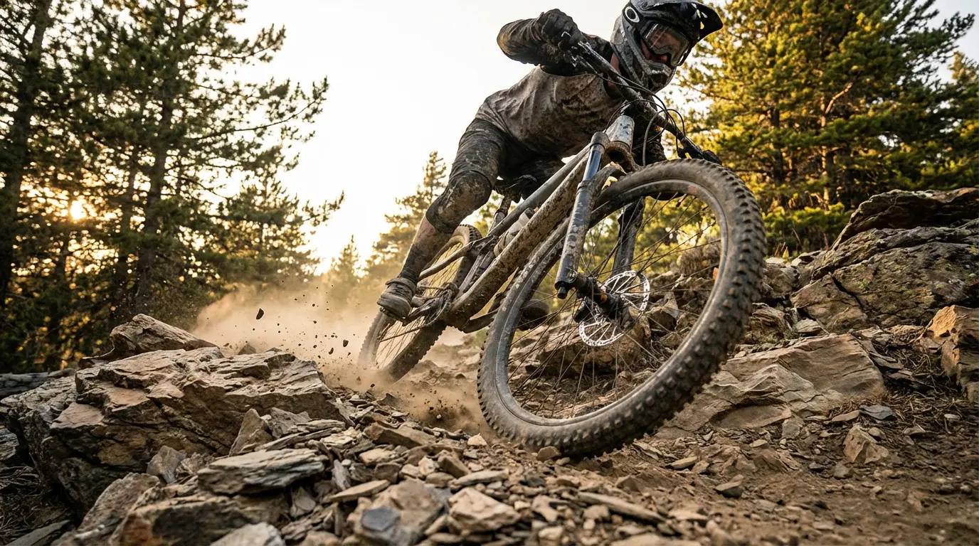 mtb vožnja po skalah rock garden obremenitev pnevmatik zaščita obroča