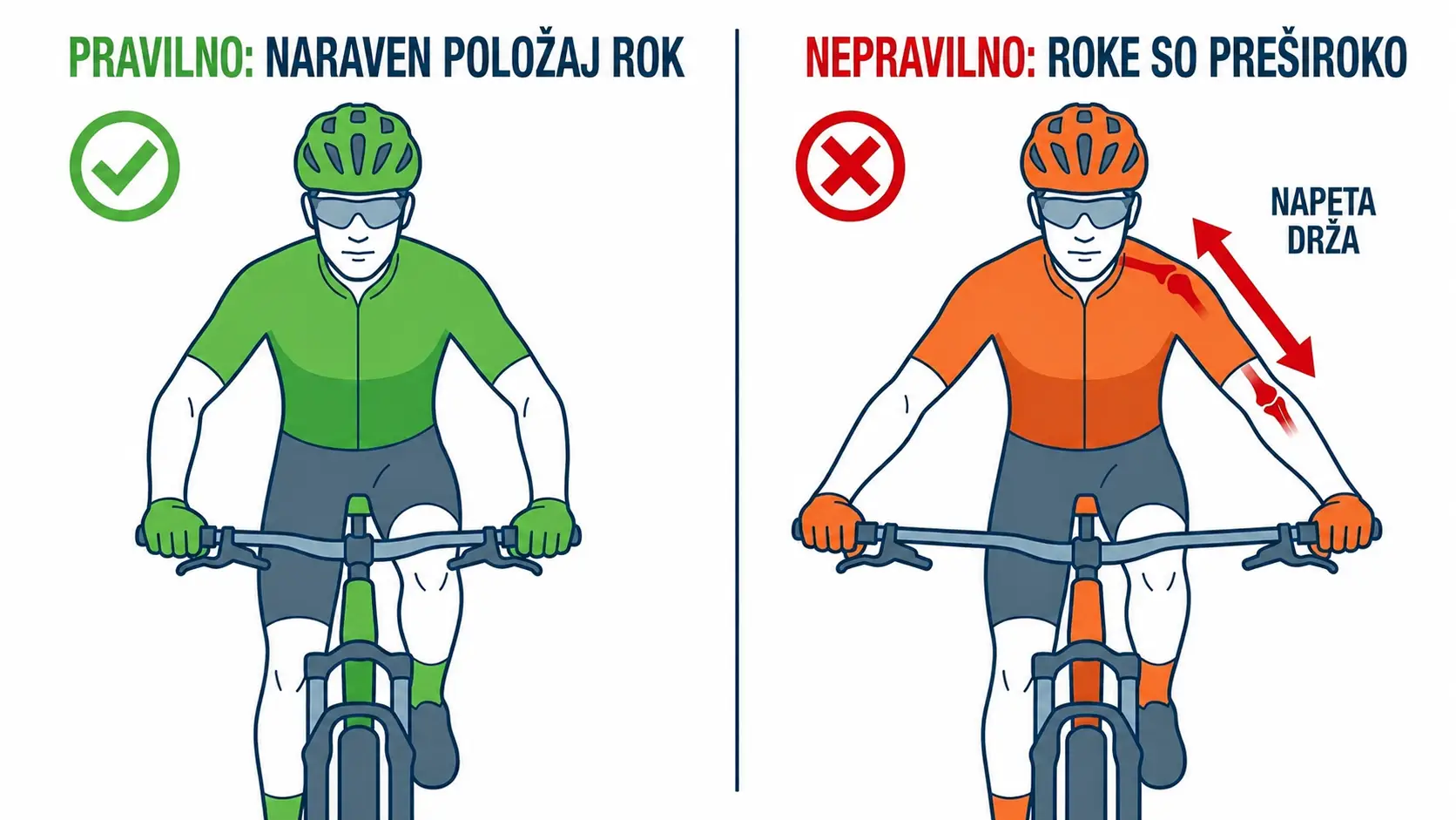 pravilna in nepravilna sirina krmila mtb polozaj rok preozko presiroko