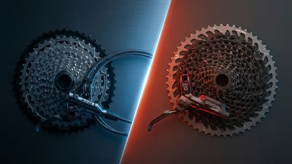 Primerjava Shimano in SRAM komponent za gorsko kolo – kaseta in zavorni sistem