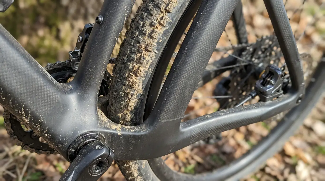 gravel pnevmatika majhen razmak med okvirjem chainstay blato nabiranje tveganje poškodbe okvirja