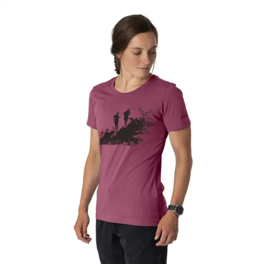 ŽENSKA MAJICA DYNAFIT GRAPHIC COTTON Amaranth/runners