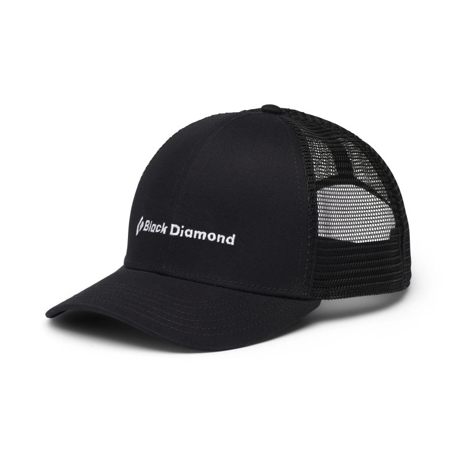 Kapa Black Diamond Trucker črna z napisom - sprednji pogled