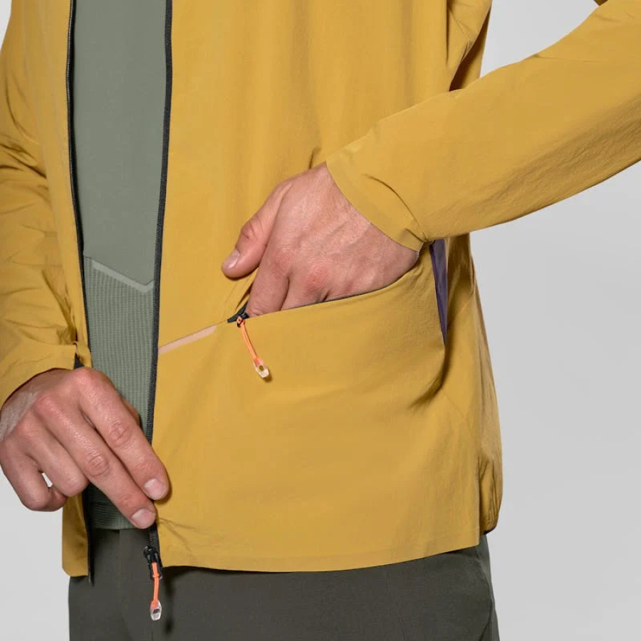 Moška softshell jakna Salewa Pedroc Durastretch Light v olivno zeleni barvi - detajl materiala