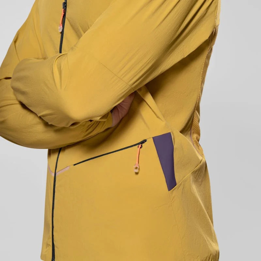 Moška softshell jakna Salewa Pedroc Durastretch Light v olivno zeleni barvi - detajl zadrge