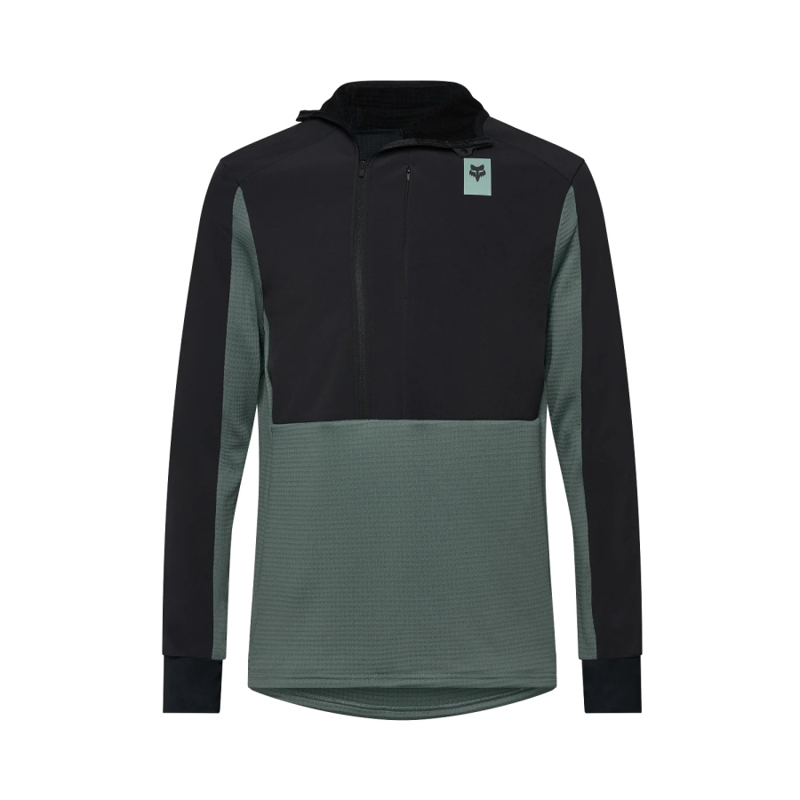 Kolesarska majica s kapuco Fox Defend Thermal Hoodie v zeleni barvi