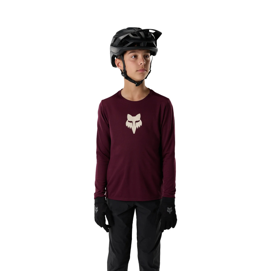 Otroška kolesarska majica Fox Youth Ranger LS Jersey Dark Maroon - pogled 3
