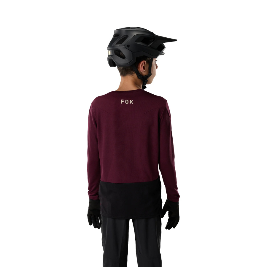 Otroška kolesarska majica Fox Youth Ranger LS Jersey Dark Maroon - pogled 4