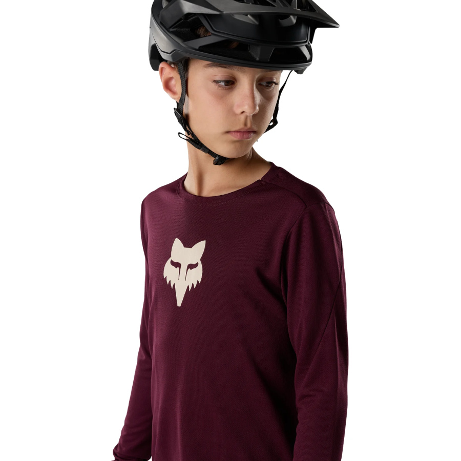 Otroška kolesarska majica Fox Youth Ranger LS Jersey Dark Maroon - pogled 5