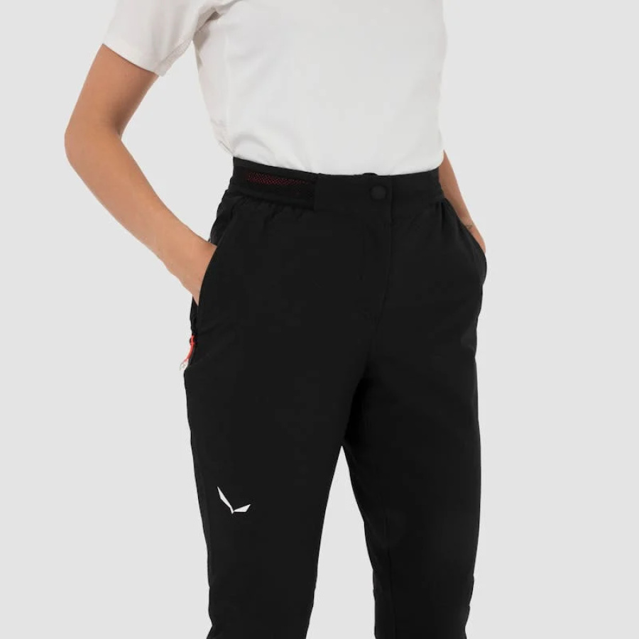 Ženske hlače SALEWA Pedroc 2 Durastretch Softshell Black out - detajl pasu