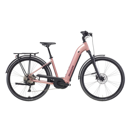 Električno mestno kolo Bianchi T-Tronik C 8.2 2027 v Rose Metallic in Bordeaux barvi