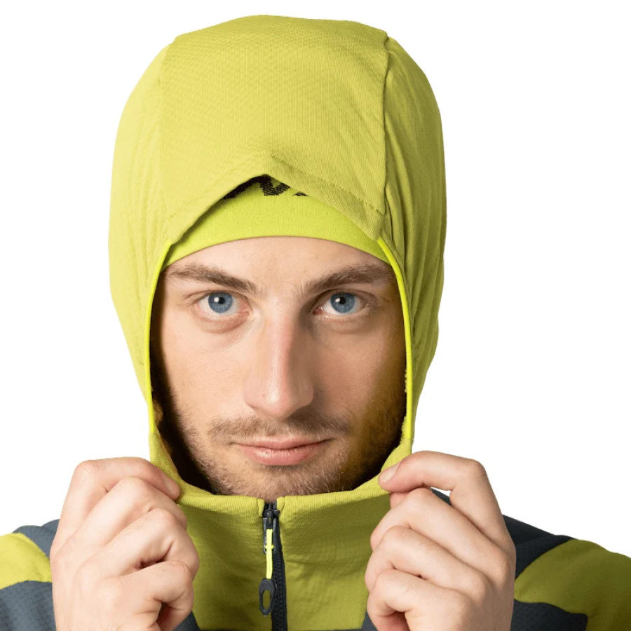 Moška tehnična flis jakna DYNAFIT Blacklight Thermal Hooded v barvi golden lime - detajl materiala