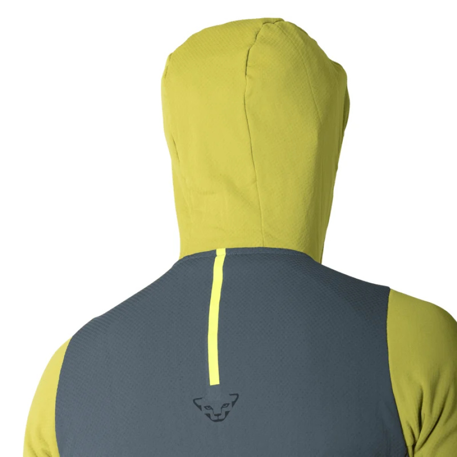 Moška tehnična flis jakna DYNAFIT Blacklight Thermal Hooded v barvi golden lime - detajl zadrge