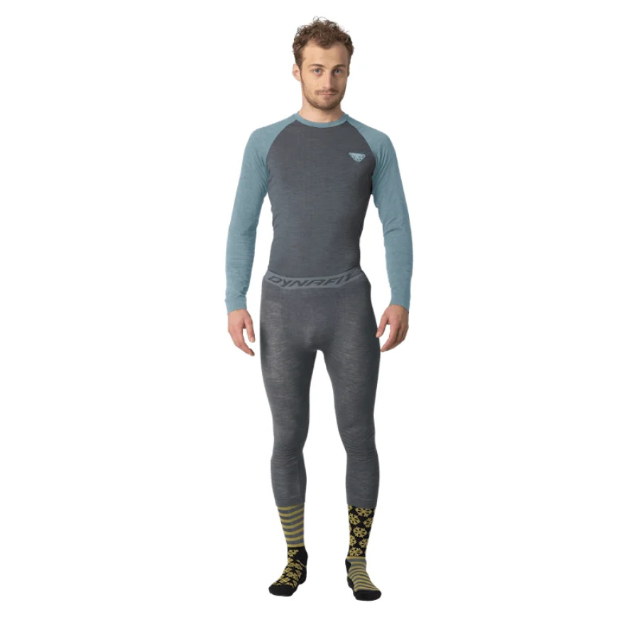 Moška aktivna majica DYNAFIT Tour Light Merino L/S v modri barvi - pogled na telesu