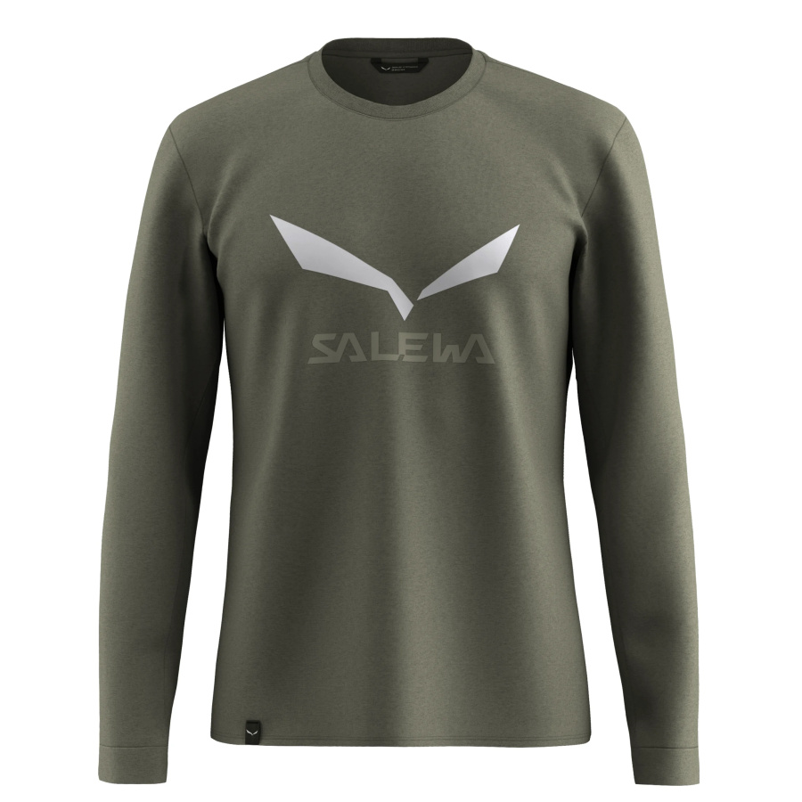 Moška pohodniška majica z dolgimi rokavi SALEWA Solidlogo Dry L/S v bledo zeleni barvi