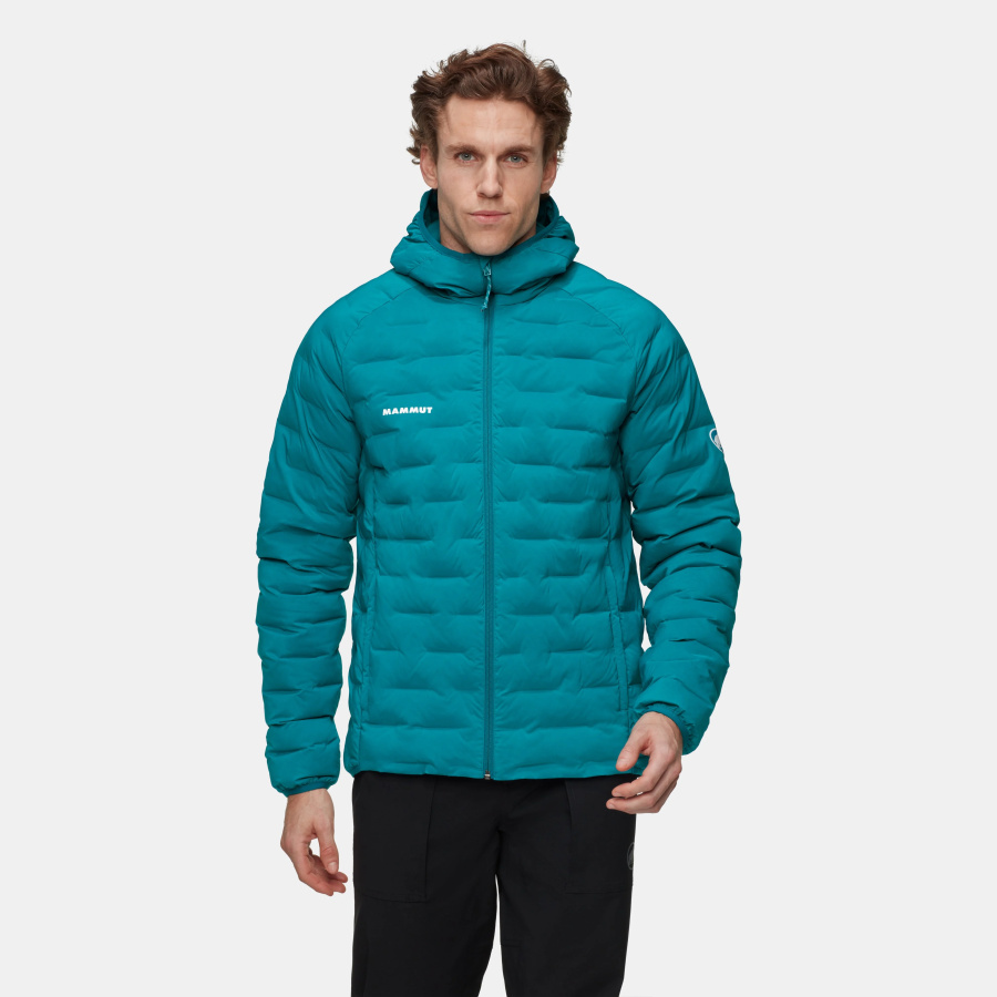 Moška zimska jakna Mammut Sender IN Hooded Deep teal - na modelu spredaj