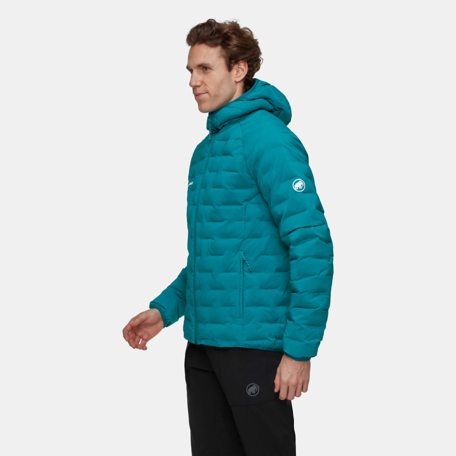 Moška zimska jakna Mammut Sender IN Hooded Deep teal - na modelu s strani