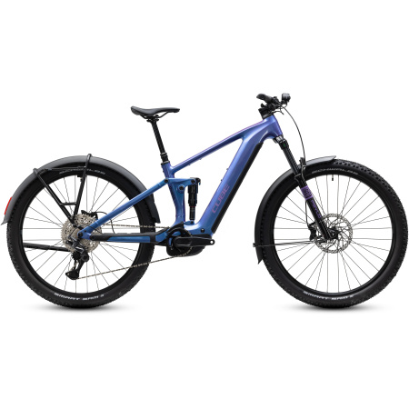 Električno gorsko kolo CUBE Stereo Hybrid ONE44 PRO 800 FE 2027 v modro-vijolični barvi